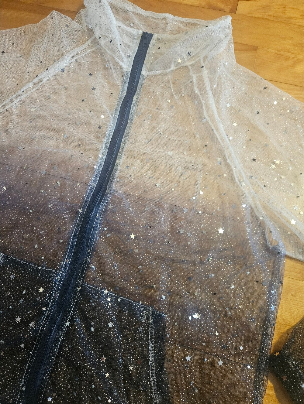 Transparent See-Through Whimsical Fairy-Style Glittery Zip-Up - Picture 3 of 12